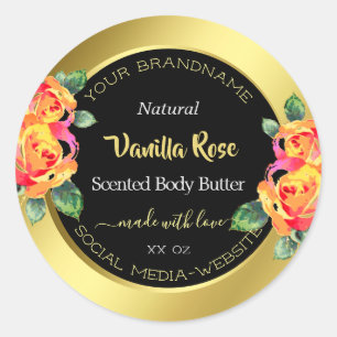 高級フローラ金ゴールドブラック製品パッケージラベル ラウンドシール