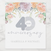 高級フローラ40結婚周年 ワインラベル (シングルラベル)