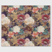 高級フローラ |ピンクと紫の牡丹と金ゴールド ラッピングペーパー (フラット)