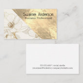 高級フローラ |金ゴールドメタルテクスチャ 名刺 (正面/裏面)