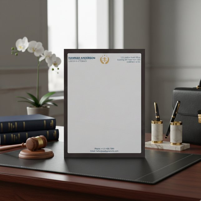 高級ブラウン革調弁護士レターヘッド   レターヘッド (Luxury Brown Leather Look Lawyer Letterhead for Law Firms)