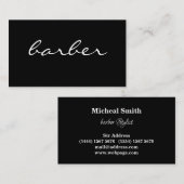 高級ブラシンプルック&ホワイト理容師タイポグラフィ 名刺 (正面/裏面)