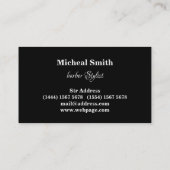 高級ブラシンプルック&ホワイト理容師タイポグラフィ 名刺 (裏面)