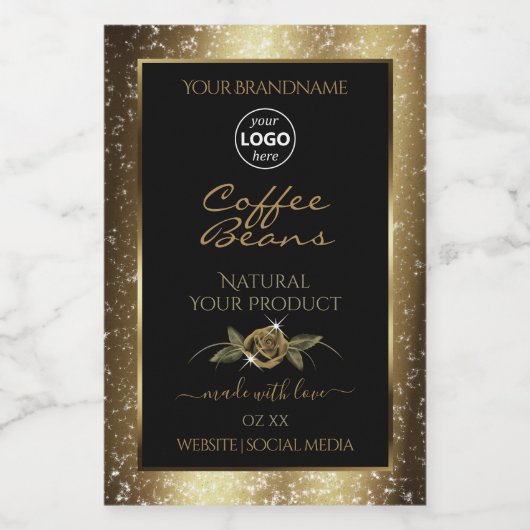 高級ブラックおよび金ゴールドブラウン製品ラベルのロゴ フードラベル (シングルラベル)