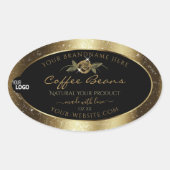 高級ブラックおよび金ゴールドブラウン製品ラベルのロゴ 楕円形シール (正面)