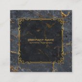 高級ブラックおよび金ゴールドマーブルヴィンテージ金ゴールドフレーム スクエア名刺 (正面)
