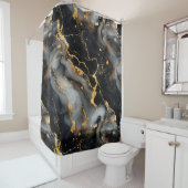高級ブラックと金ゴールドの大理石の背景 シャワーカーテン (インサイチュ)
