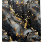 高級ブラックと金ゴールドの大理石の背景 シャワーカーテン (正面)