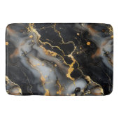 高級ブラックと金ゴールドの大理石の背景 バスマット (正面)
