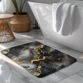 高級ブラックと金ゴールドの大理石の背景 バスマット