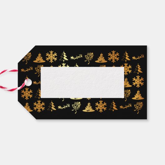 高級ブラックと金ゴールドクリスマス姿ギフトラベル ギフトタグ (裏面横)