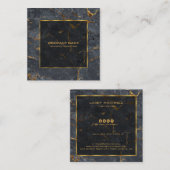 高級ブラックと金ゴールドマーブルシンプル金ゴールドフレーム スクエア名刺 (正面/裏面)