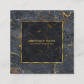 高級ブラックと金ゴールドマーブルシンプル金ゴールドフレーム スクエア名刺 (正面)