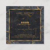 高級ブラックと金ゴールドマーブルシンプル金ゴールドフレーム スクエア名刺 (裏面)