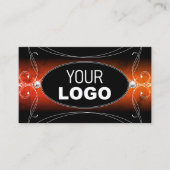 高級ブラックオレンジ華美スパークルジュエリー追加ロゴ 名刺 (正面)