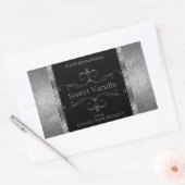 高級ブラックシルバーグリッター華美製品ラベル 長方形シール (封筒)