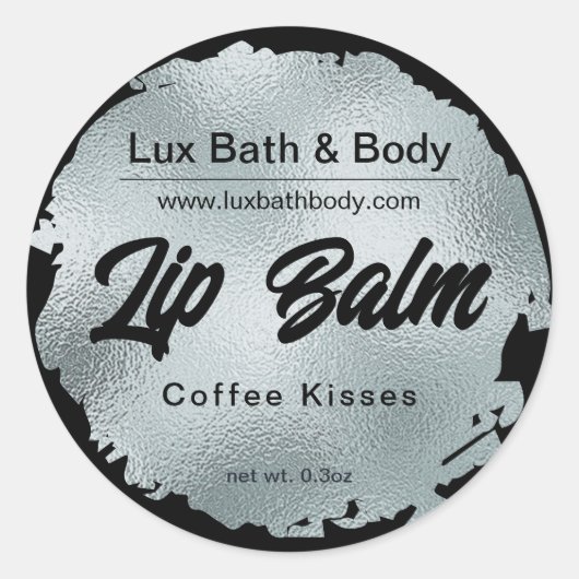 高級ブラックシルバーフォイルモダン製品ラベル ラウンドシール (正面)