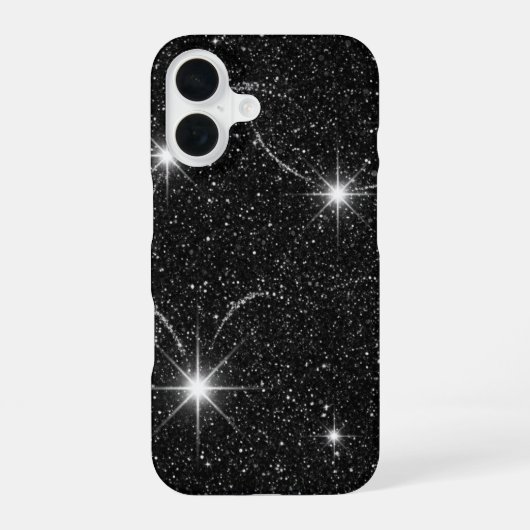 高級ブラックナイトスカイスターリースパークルiPhone 16 カ iPhone 16ケース (裏面)