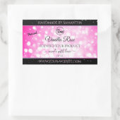 高級ブラックピンクグリッター製品ラベル追加ロゴ 長方形シール (バッグ)