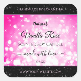 高級ブラックピンクグリッター製品包装ラベル スクエアシール