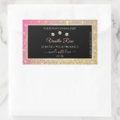 高級ブラックピンク金ゴールドグリッター製品ラベル 長方形シール (バッグ)