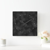 高級ブラックフェイクグリッターストライプパターン スクエア壁時計 (ホーム)