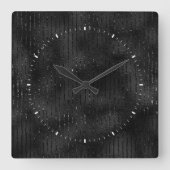 高級ブラックフェイクグリッターストライプパターン スクエア壁時計 (正面)