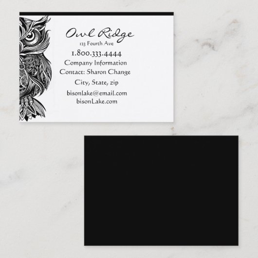 高級ブラックフクロウ鳥自然カスタム名刺 名刺 (正面/裏面)