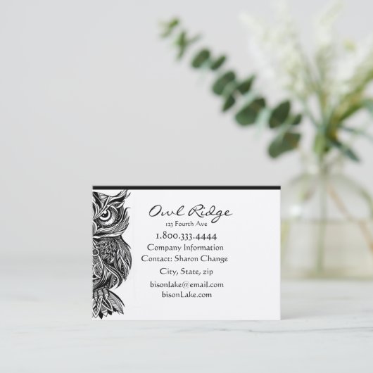 高級ブラックフクロウ鳥自然カスタム名刺 名刺 (スタンド正面)