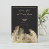 高級ブラック金ゴールドのヤシの木トロピカル結婚ズ 招待状 (スタンド正面)