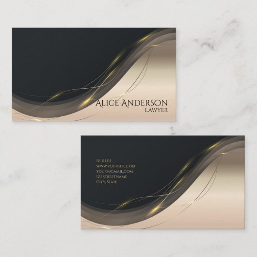 高級ブラック金ゴールドエレガント弁護士名刺 名刺 (正面/裏面)