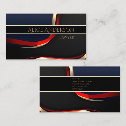 高級ブラック金ゴールドエレガント弁護士名刺 名刺 (正面/裏面)
