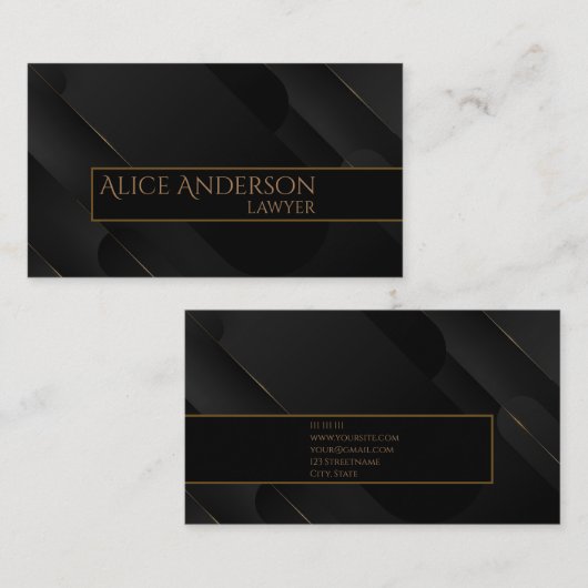 高級ブラック金ゴールドエレガント弁護士名刺 名刺 (正面/裏面)
