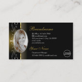 高級ブラック金ゴールドスクワイグド宝石のロゴと写真 名刺 (裏面)