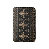 高級ブラック金ゴールドフルーアデリスオーナメント バスマット (正面縦)
