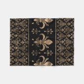 高級ブラック金ゴールドフルーアデリスオーナメント フリースブランケット (正面(横))