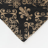 高級ブラック金ゴールドフルーアデリスオーナメント フリースブランケット (角)