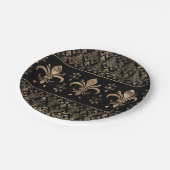 高級ブラック金ゴールドフルーアデリスオーナメント ペーパープレート (アングル)