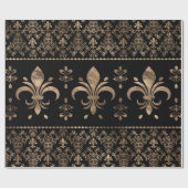 高級ブラック金ゴールドフルーアデリスオーナメント ラッピングペーパー (フラット)
