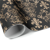 高級ブラック金ゴールドフルーアデリスオーナメント ラッピングペーパー (ロールコーナー)