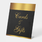 高級ブラック金ゴールド書道カードギフト結婚ズ 台座サイン (正面)