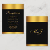 高級ブラック金ゴールド縁ど書結婚書の エンクロージャーカード (正面/裏面)