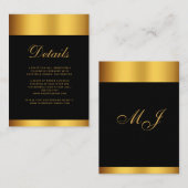 高級ブラック金ゴールド縁ど書結婚書の エンクロージャーカード (正面/裏面)