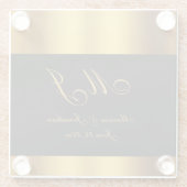 高級ブラック金ゴールド縁ど書結婚書の ガラスコースター (裏面)