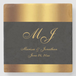 高級ブラック金ゴールド縁ど書結婚書の ストーンコースター