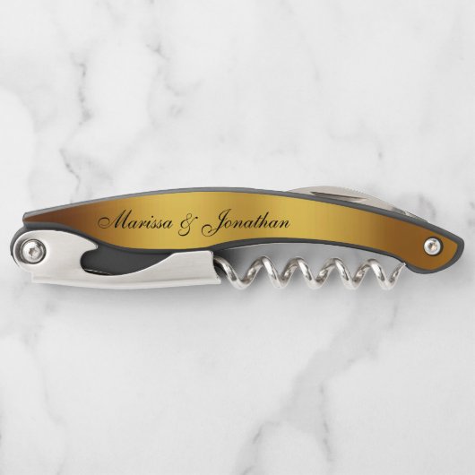 高級ブラック金ゴールド縁ど書結婚書の ソムリエナイフ (正面)