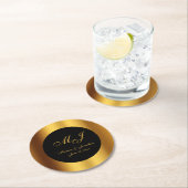 高級ブラック金ゴールド縁ど書結婚書の ラウンドペーパーコースター (インサイチュ)