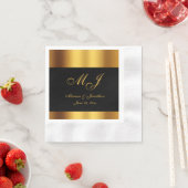 高級ブラック金ゴールド縁ど書結婚書の 縁ありカクテルナプキン (インサイチュ)