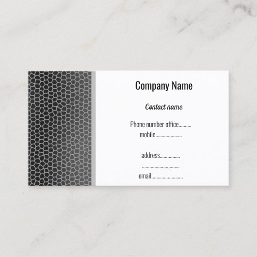 高級ブラック銀アニマルプリント名刺 名刺 (正面)