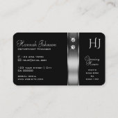 高級ブラック&シルバー装飾宝石イニシャル 名刺 (裏面)